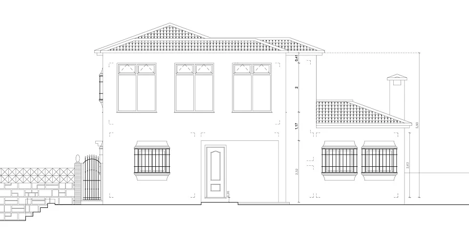 Elevation plan of house in Mijas
